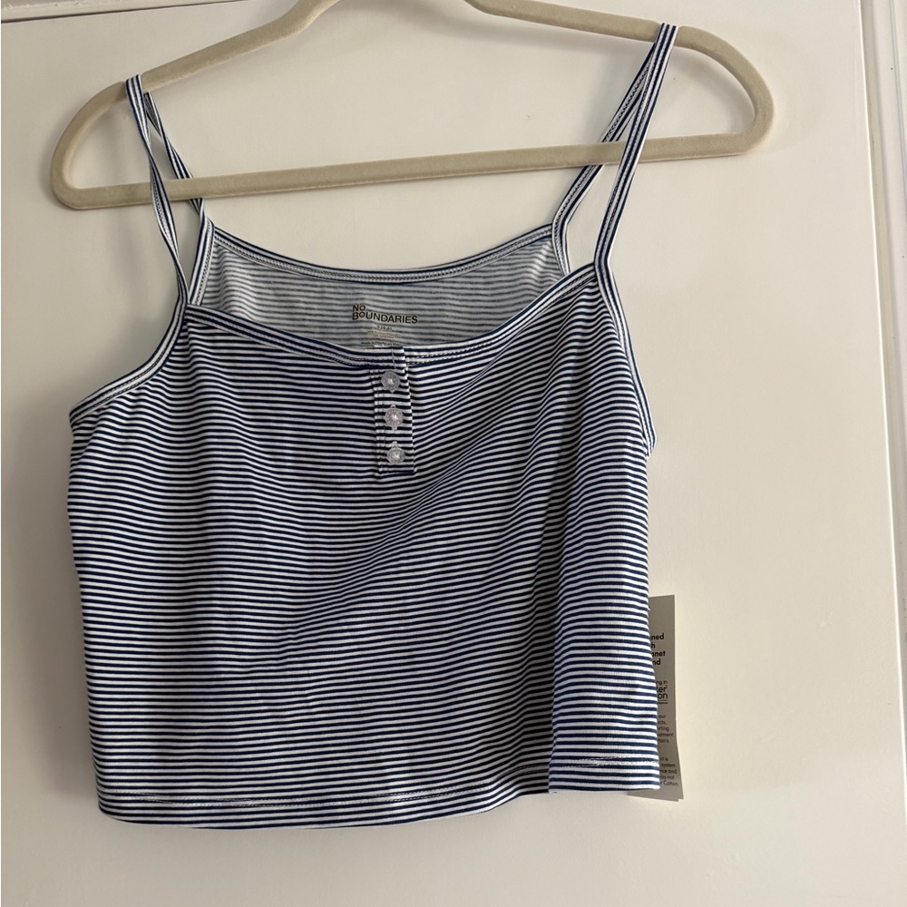 No Boundaries Blue and White Striped Top